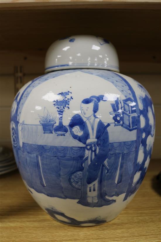 A Chinese blue and white jar and cover, 19th century